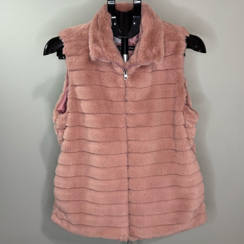 Katydid Pink Ribbed Faux Fur Vest